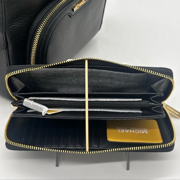 Michael Kors Medium Jaycee Backpack & Continental Wallet Wristlet Black - Picture 10 of 14